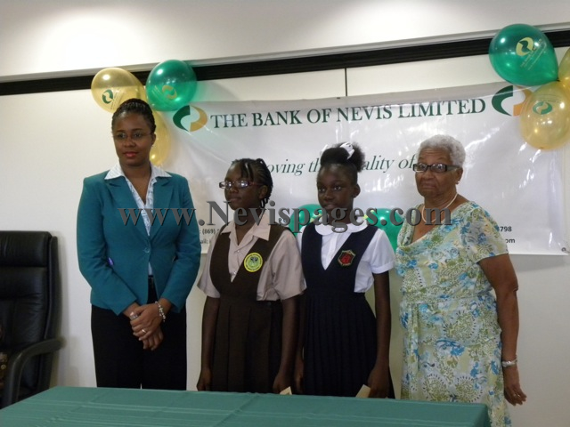 Bank of Nevis awards scholarships to two students