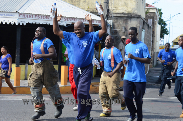 Fire fighters stage drill exercise in Charlestown as part of its 15th anniversary
