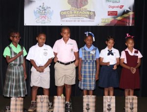 left to right) Toni Allen, Aleks Condell, D'Jaaden Dunrod, T'Shari Douglas, Devshi Saxena and Ayana Meade participated in the reading competition
