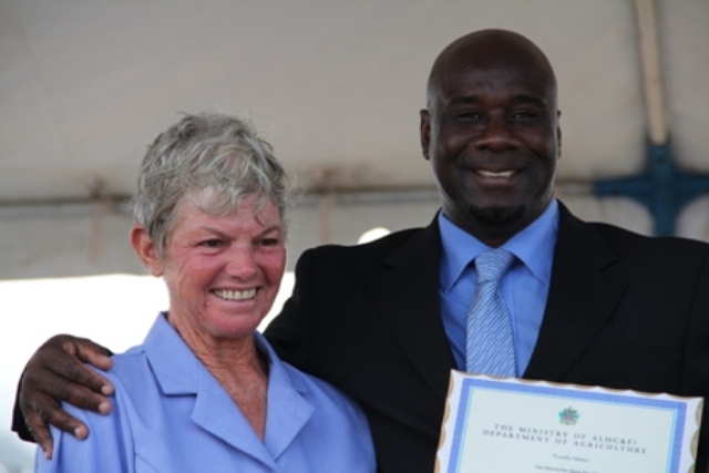 Career live stock farmer honoured by Agriculture Officials on Nevis