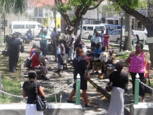 The Thompson's family gathered at the Memorial Square