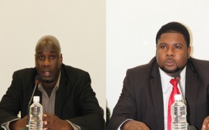 (l-r)Senior Minister of Physical Planning and the Environment in the Nevis Island Administration Hon. Alexis Jeffers and Junior Minister of Physical Planning and the Environment in the Nevis Island Administration Hon. Uthant Troy Liburd