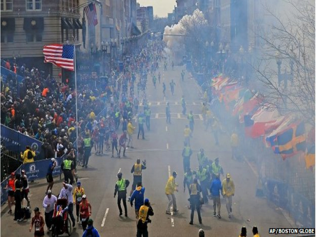 Troops are out, patrolling the city of Boston,