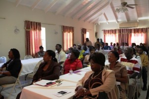 A section of participants at the Workshop on Depression hosted by the Nevis Community Mental Health Unit in conjunction with the Ministry of Health at the Red Cross conference room in Charlestown