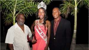 Premier of Nevis Hon. Vance Amory (r) with Culturama 2013 Patron Mt. Basil “Bam” Manners (l) and reigning Culturama Queen Ms. Denesia Smithen 