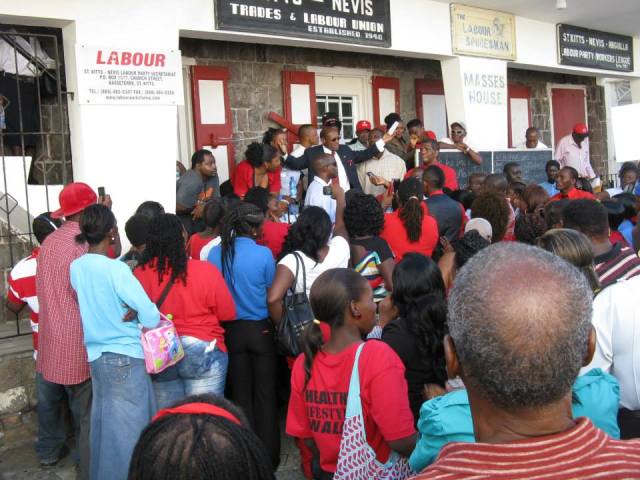 PM Douglas thanks crowd for full confidence support during parliamentary session