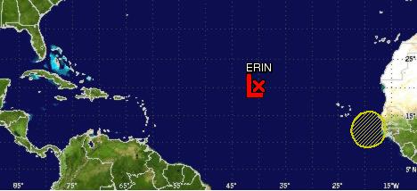 Depression Erin degenerates into a remnant low as new tropical wave moves off Africa