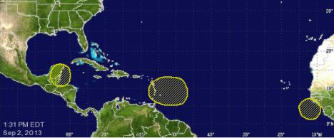 Showers and thunderstorms continue west of Dominica