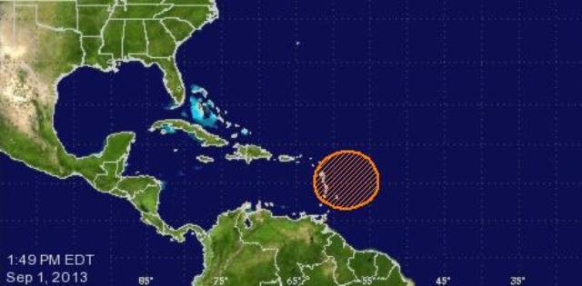 Low pressure system east of Lesser Antilles could develop into tropical cyclone