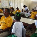 Senior citizens and students of the St. Thomas Primary School participating in the first Inter-generational Exchange programme 