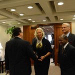  International Monetary Fund Managing Director, Christine Lagarde (2nd from left) receives The Commonwealth High Level Advocacy Mission on Small States' Debt at her office in Washington DC on 7 October 2013. Extreme right is the Right Hon. Dr. Denzil L. Douglas, Prime Minister of St. Kitts and Nevis and Mission leader. Next to him is Commonwealth Secretary-General His Excellency Kamalesh Sharma.