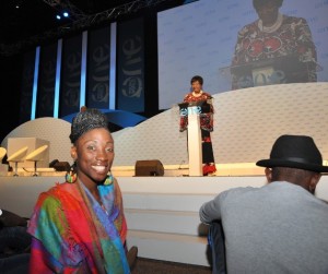 Sonia Boddie was one of the many delegates who gave up a chair and sat on the floor to be closer to Winnie Madela