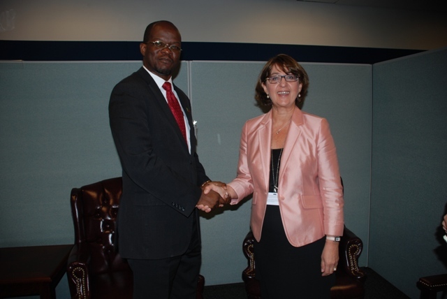 Foreign Minister Nisbett discusses bi-lateral relations with his Georgian counterpart