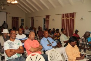  A section of Nevisians at the town hall meeting hosted by the Nevis Island Administration at the Red Cross conference room on November 07, 2013 