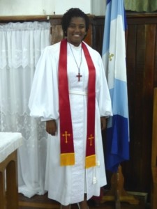 Reverend Amica Liburd moments after she was ordained at the Kingston Methodist Church in Georgetown Guyana on December 08, 2013(Photo by Laurence Richards)