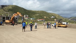 Piling operations at the construction site.