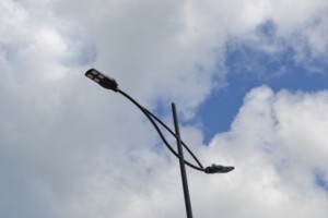 One of the new LED street lights erected on the Samuel Hunkins Drive as part of the Nevis Island Administration’s beautification project of the Charlestown Waterfront
