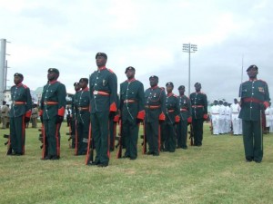 SKNDF soldiers on parade