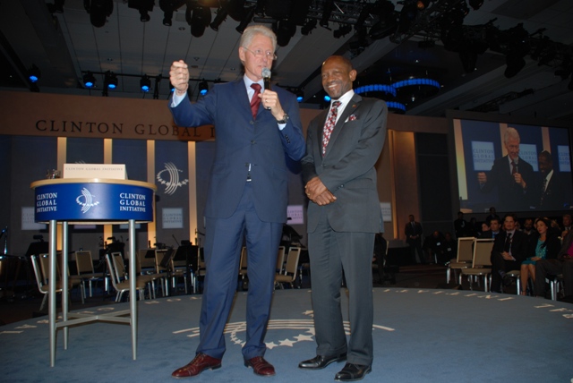 PM Denzil Douglas and Bill Clinton Foundation Climate Initiative focus on renewable energy as Labour Party Government steps up efforts for cheaper electricity