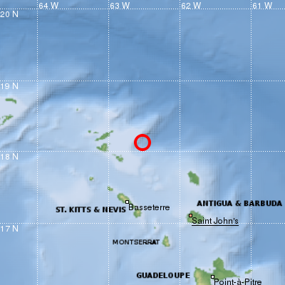 5.3 MAGNITUDE EARTHQUAKE 95.0 km NE of Saint Kitts and Nevis DEPTH 29 km