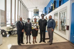 Inspector Roberts (2nd left), consultant A.D. Walwyn and Commissioner Walwyn (2nd right) with members of Houston Police Department 