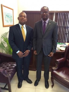  Country Representative for the Organisation of American States (OAS), Mr. Terence Craig (left) and St. Kitts and Nevis’ Minister of Foreign Affairs, the Hon. Patrice Nisbett. 