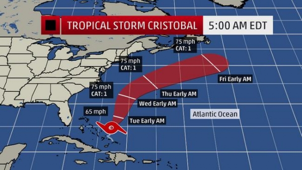 Cristobal Expected To Move Slowly Northward Away From The Bahamas Today