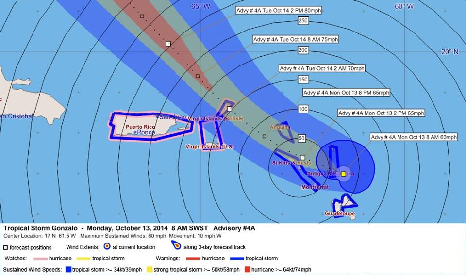 BULLETIN – Hurricane Gonzalo Advisory Number 7 NWS National Hurricane Center Miami Fl Al082014 1100 Pm AST Mon Oct 13 2014