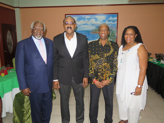 P.J Patterson passes “Reparations Torch” to Prime Minister Gaston Browne at Second Regional Conference on Reparations