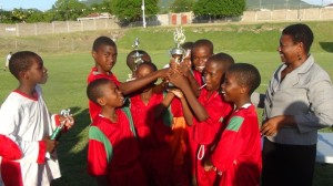 St. James' Primary with trophy--PEO Palsy Wilkin also present