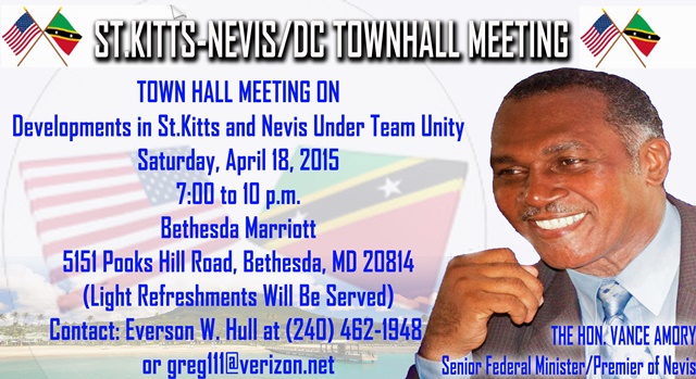 Premier Vance Amory To Meet With St.Kitts-Nevis Nationals In Washington, DC.