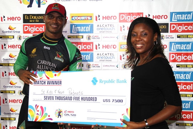 St Kitts and Nevis Patriots (170-8) beat St Lucia Zouks (144-9) by 26 runs