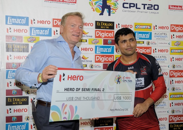 Trinidad and Tobago Red Steel (109-4) beat Guyana Amazon Warriors (108-9) by six wickets with nine balls to spare