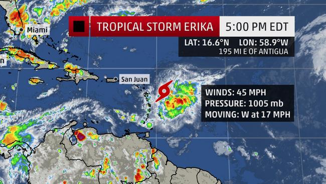 ERIKA  TROPICAL STORM WARNING  FOR ST KITTS NEVIS