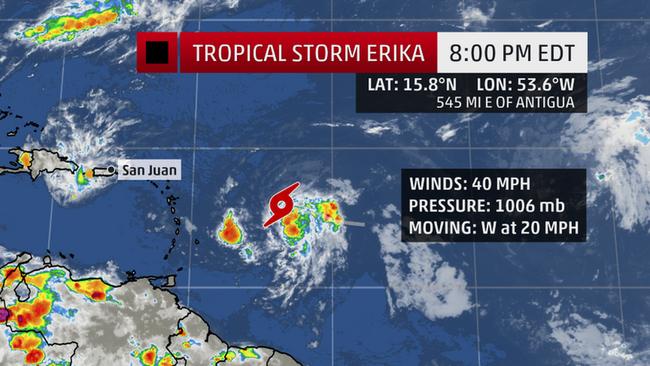 Tropical Storm Erika Prompts Watches For Leeward Islands; Potential Threat to Puerto Rico, Virgin Islands, Hispanola, Bahamas