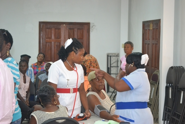 Nevis Seniors get blood and pressure tests