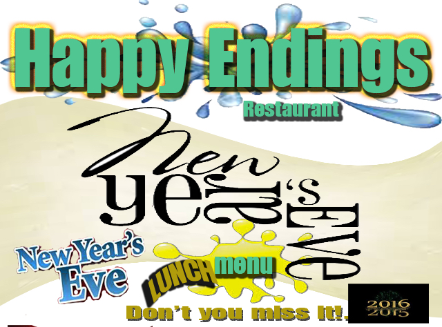 Happy Endings New Years Eve Lunch Menu…