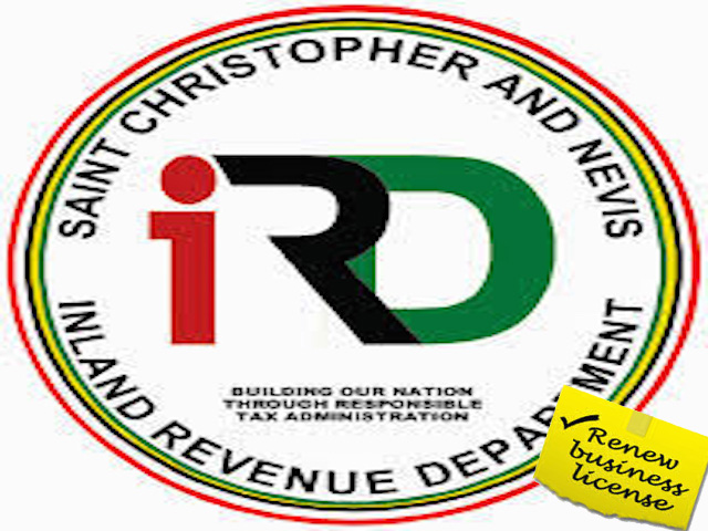 I.R.D: Renewal of Business & Occupation Licence..
