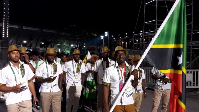 Captain and Flag Bearer, Antoine Adams, Leads Olympic Team SKN at the Rio 2016 Opening Ceremony