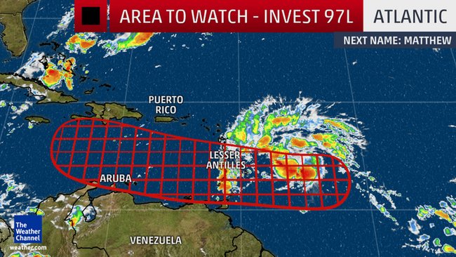 Invest 97L Likely to Become a Tropical Depression or Tropical Storm Matthew Soon; Reaches Windward Islands Wednesday