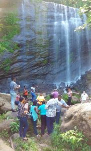 Community group on site visit to Mt. Carmel Waterfall, Grenada