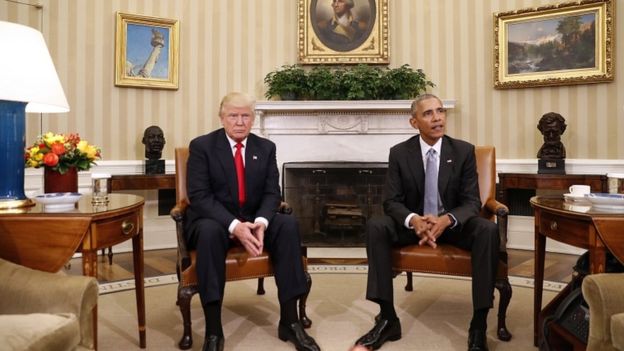 Donald Trump and Barack Obama meet at White House