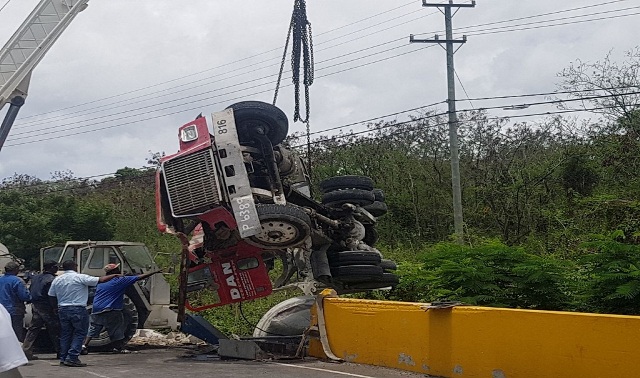 Concrete Truck Overturns on Island’s Main Road