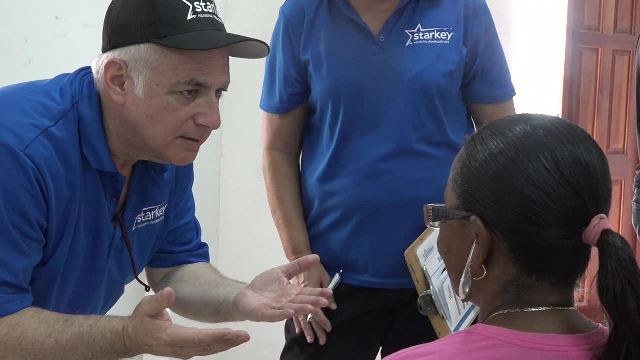 Starkey Hearing Foundation fits 32 patients on Nevis with hearing aids