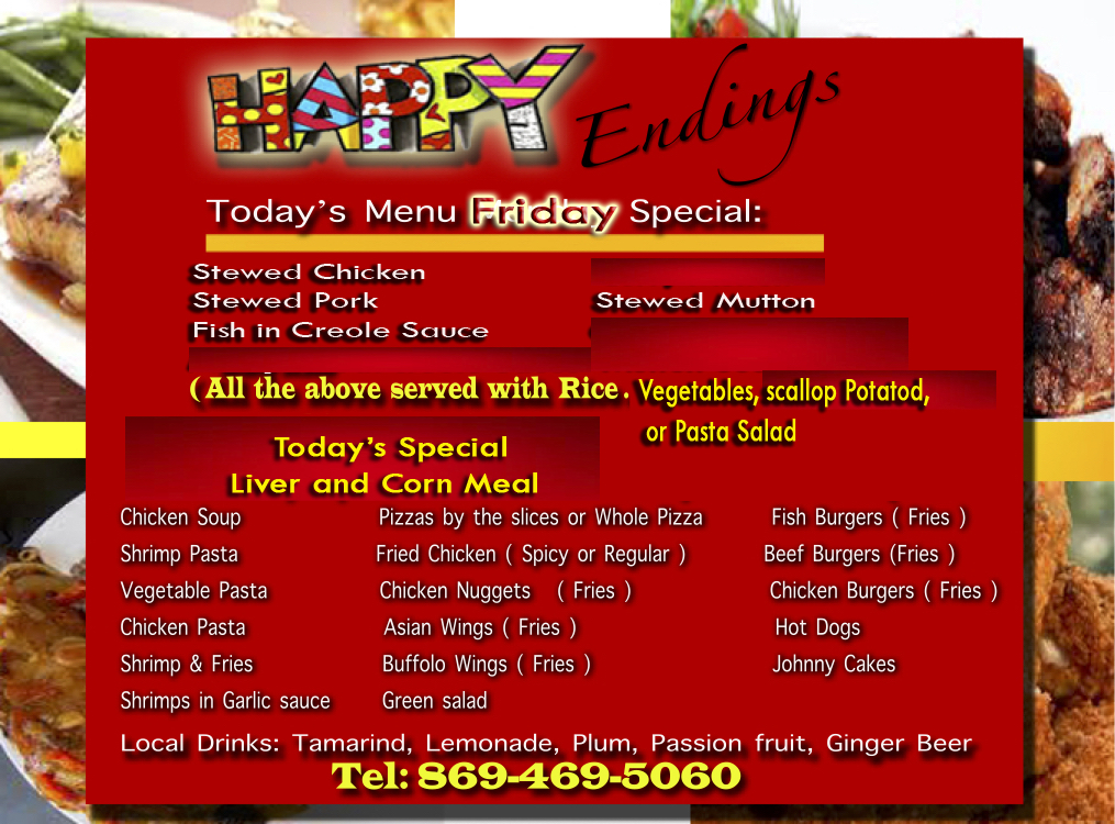 Happy Endings Menu: Friday Special.