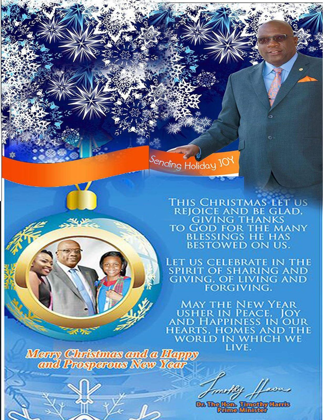 Christmas Message by Dr. the Hon. Timothy Harris,  Prime Minister of St. Kitts and Nevis,  Monday, December 25, 2017  “The Hope Of Eternal Life”