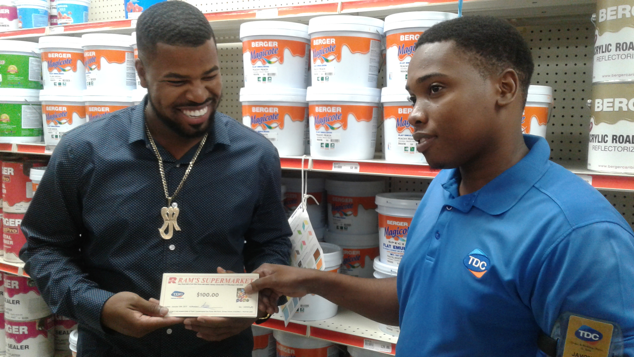 Kittitian wins free groceries for one year in the BERGER Paints Paint and Be Merry Christmas Sweepstakes