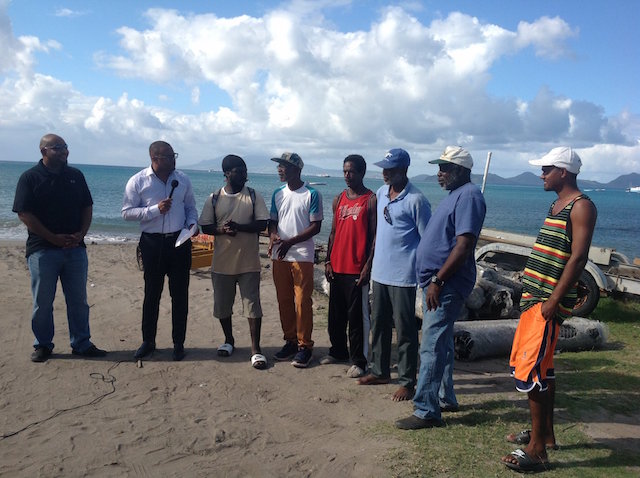 Premier of Nevis Delivers Fish Pot Wires to Fishermen in Bath Village