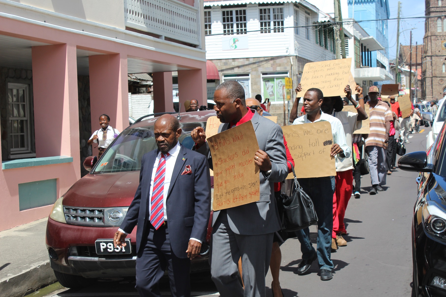 St. Kitts and Nevis opposition parliamentarians   protest during sitting of National Assembly