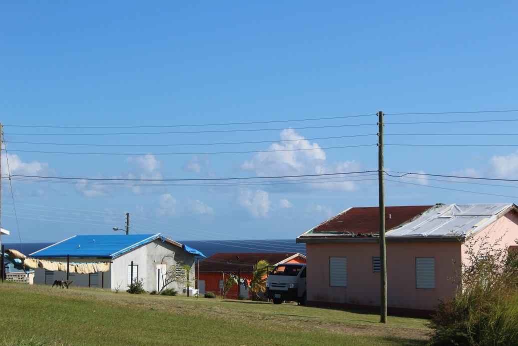 Five months after hurricanes Irma and Maria  roofs of NHC homes covered with tarpaulins
